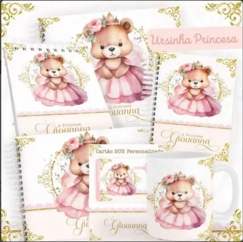 Combo Caderneta e Livros Ursinha Princesa Arquivo Digital