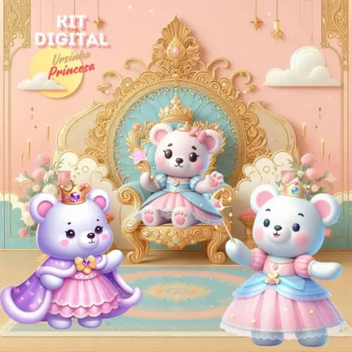 Kit Digital ursinha Princesa
