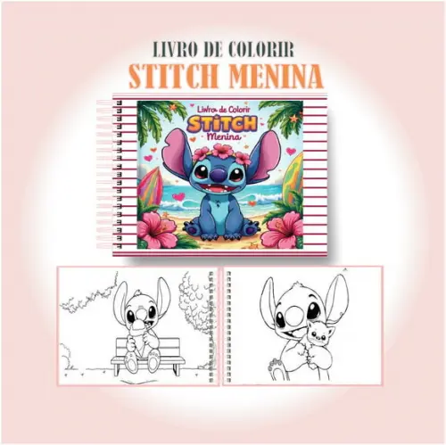 Livro de Colorir Fofo Stitch Menina