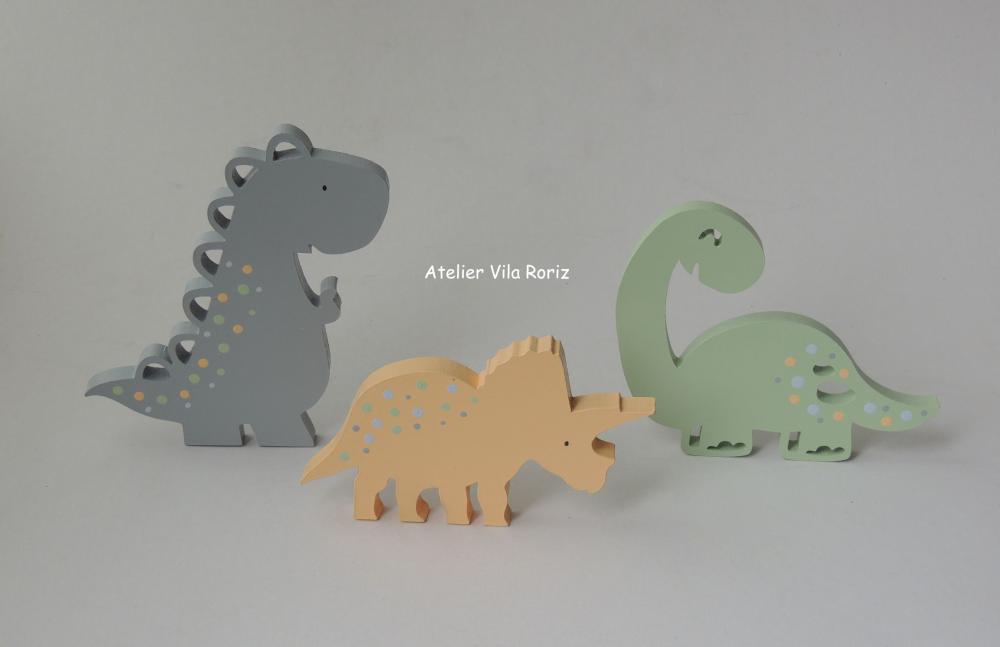 Adorno Madeira Trio Dinossauros