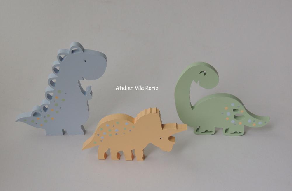 Adorno Madeira Trio Dinossauros