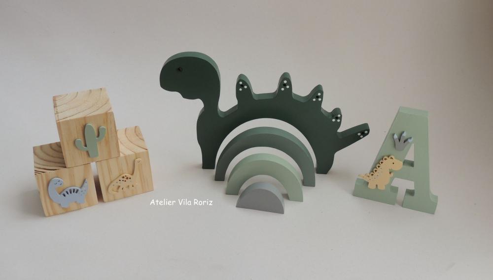 Kit Dino Arcos, Letra 15cm e Trio Cubos Dinossauros