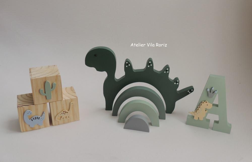 Kit Dino Arcos, Letra 15cm e Trio Cubos Dinossauros