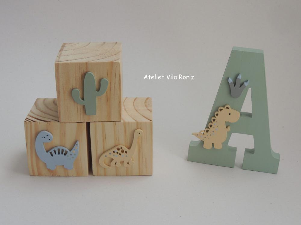 Kit Dino Arcos, Letra 15cm e Trio Cubos Dinossauros