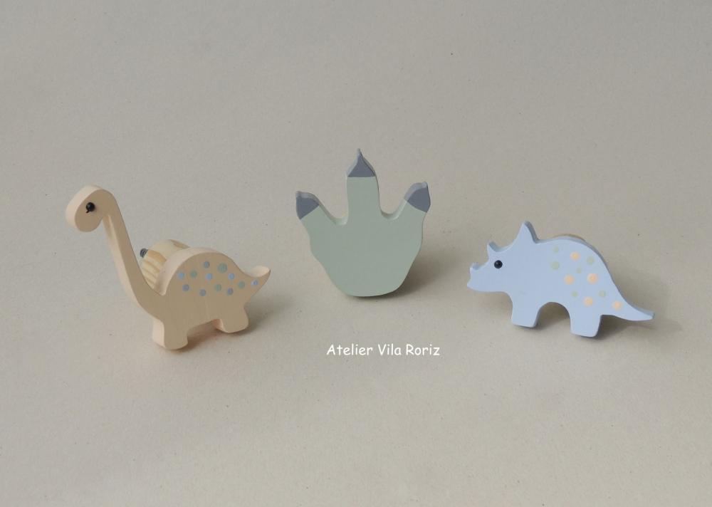 kit 3 Ganchos Cabideiros Dinossauros