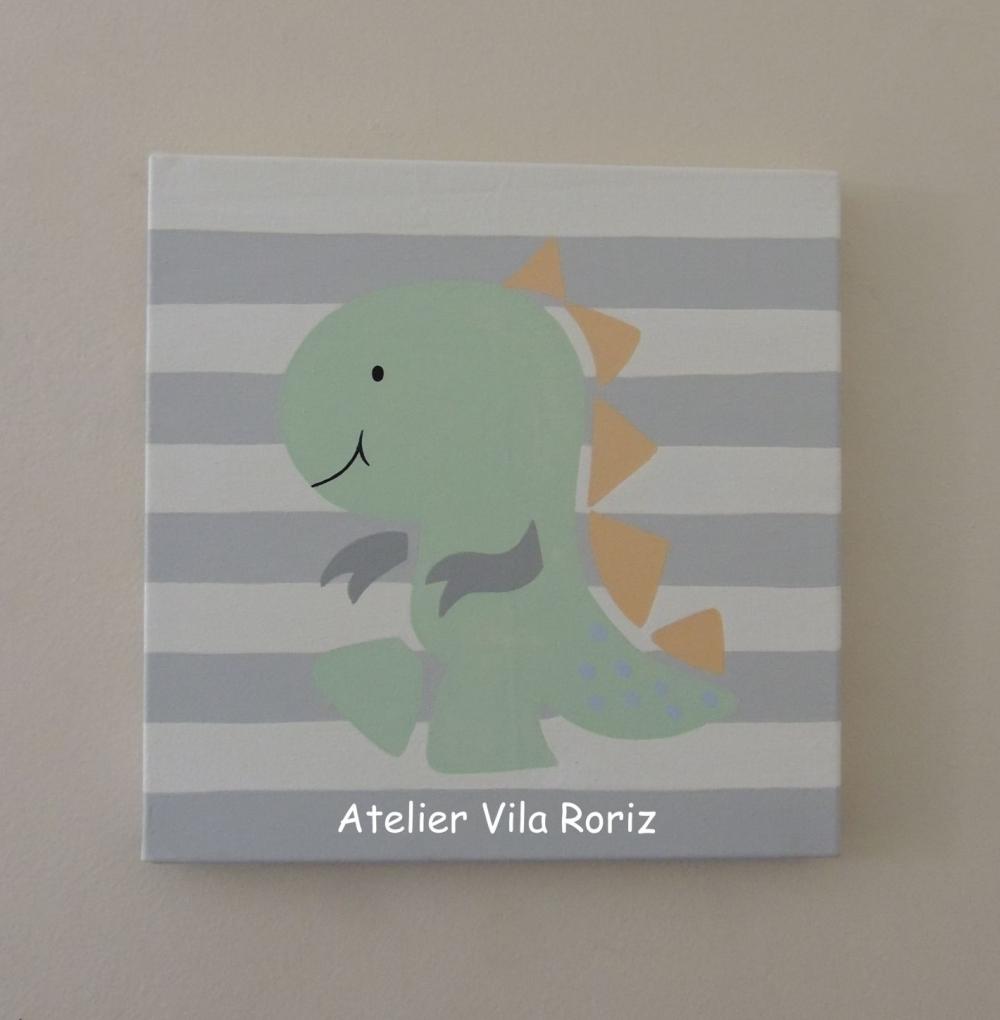Quadro Tela 30 x 30 cm Dinossauro Modelo A