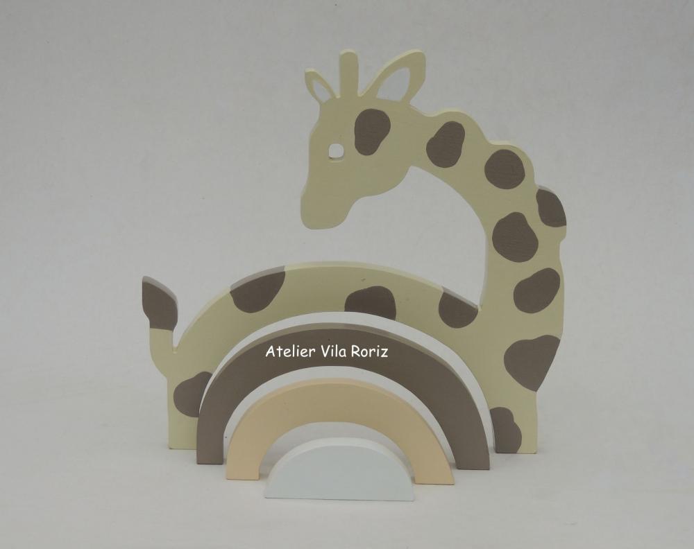 Adorno Madeira Girafa Arcos Modelo A