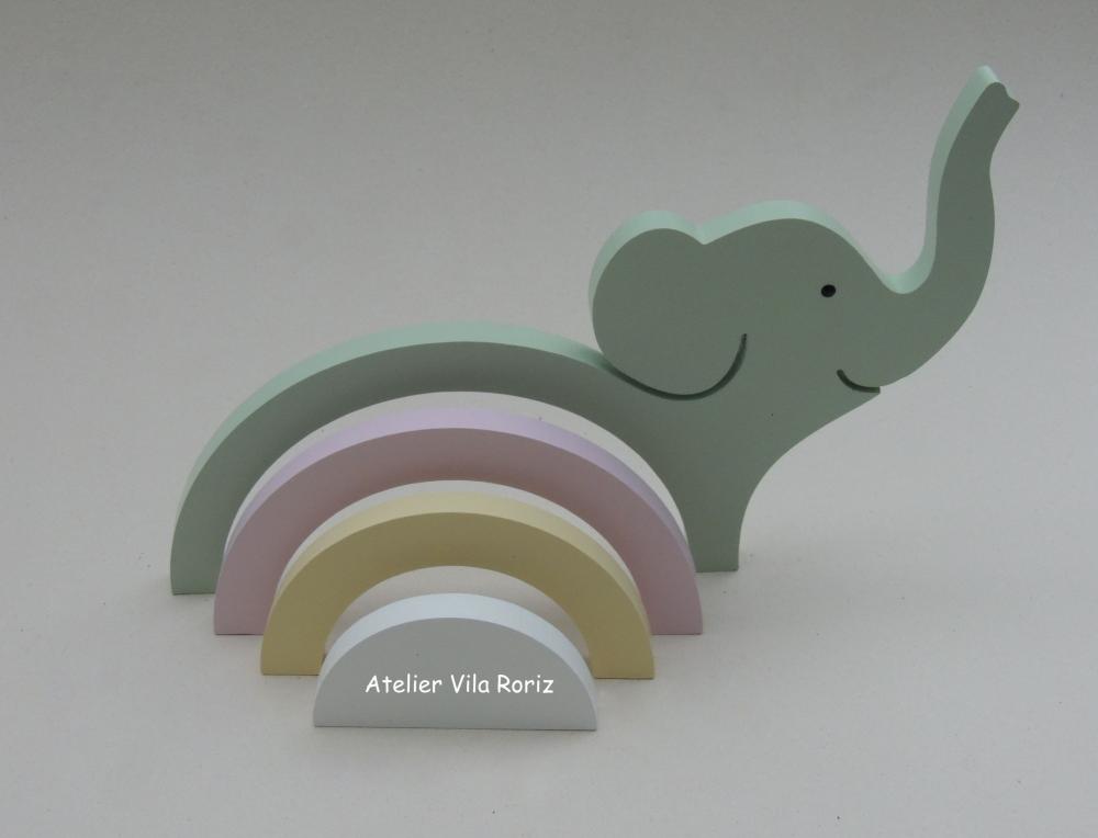 Adorno Madeira Elefante Arcos