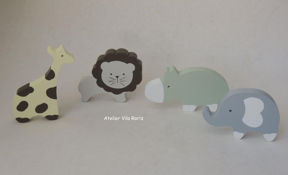 Kit 4 Adornos PP Animais Safári