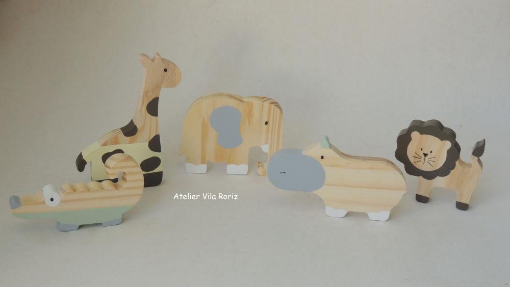 Kit 05 Adornos Animais Safári P em Pinus