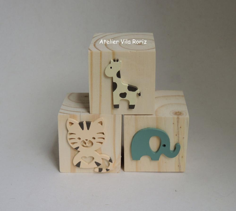 Adorno Trio Cubos Pinus Safári
