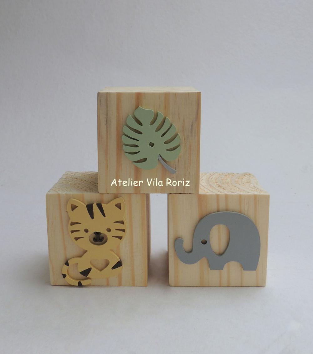 Adorno Trio Cubos Pinus Safári