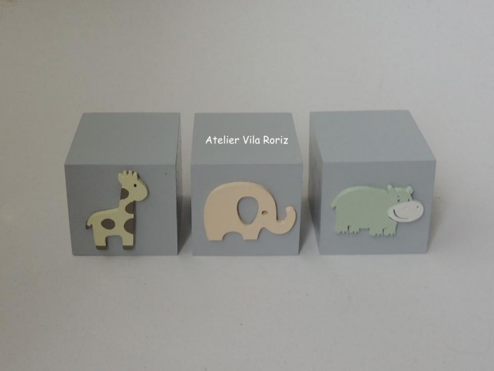 Adorno Trio Cubos Pintados Safári