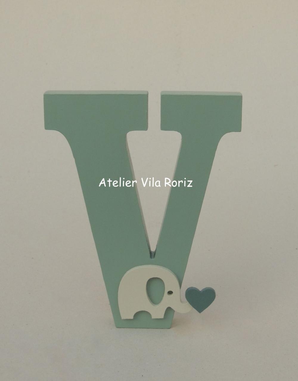 Letra Inicial Madeira 15 cm Verde Safári