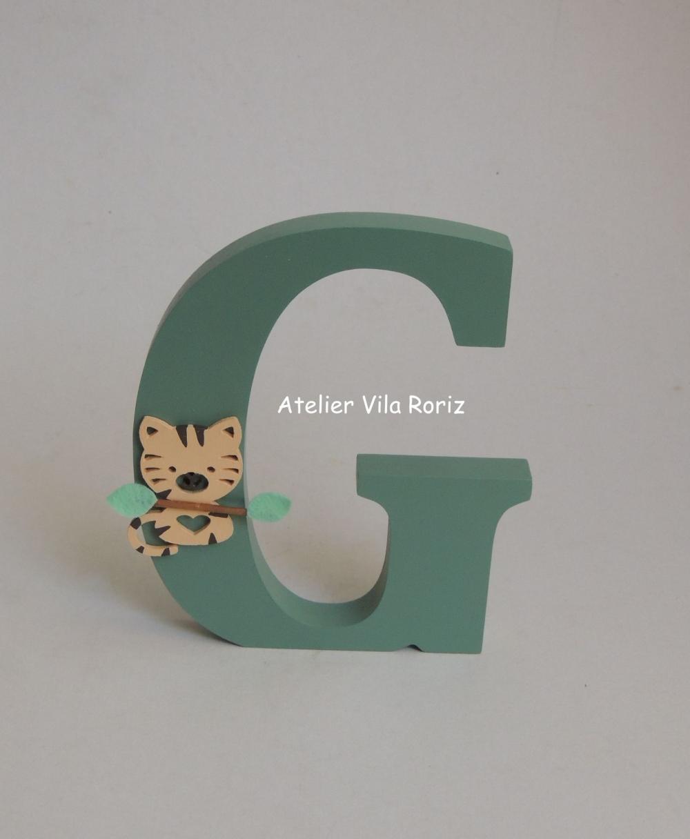 Letra Inicial Madeira 15 cm Verde Safári