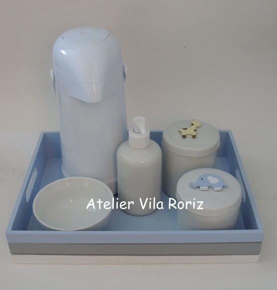 Kit Higiene Bandeja G 3 Cores Safári 5 Peças B
