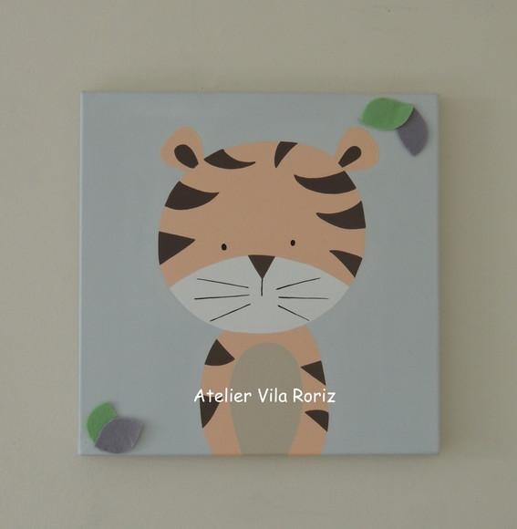 Quadro Pintado à Mão Sob Tela 30x30cm Safári (Valor Unitário)
