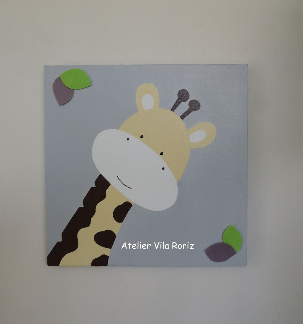 Quadro Pintado à Mão Sob Tela 30x30cm Safári (Valor Unitário)