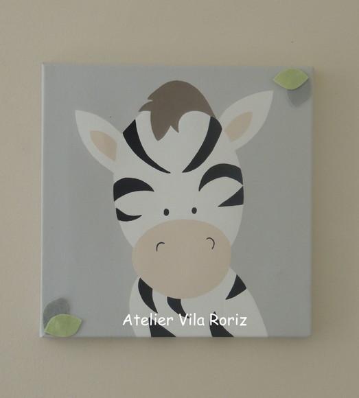 Quadro Pintado à Mão Sob Tela 30x30cm Safári (Valor Unitário)