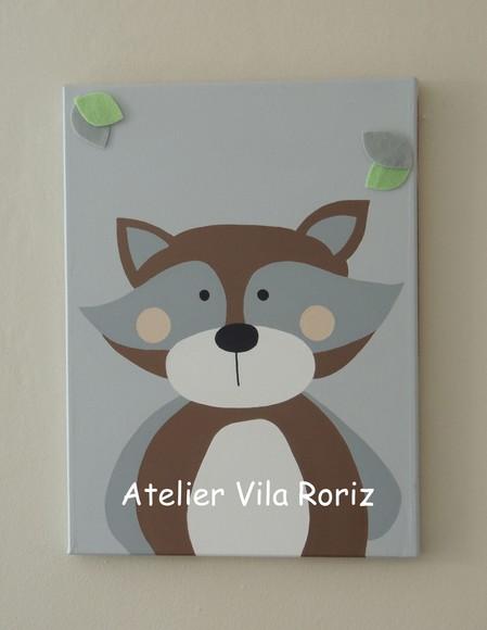 Quadro Pintado à Mão Sob Tela 40x40 cm Safári (Valor Unitário
