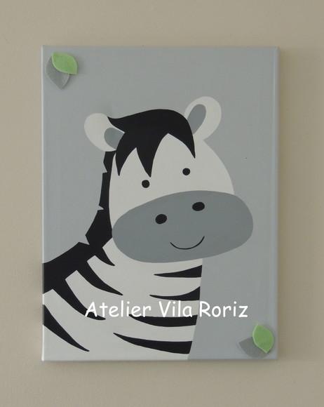 Quadro Pintado à Mão Sob Tela 40x40 cm Safári (Valor Unitário