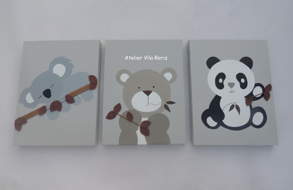 Kit 03 Telas 30x40cm Pintadas à Animais
