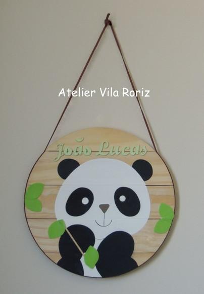 Porta Maternidade Placa Redonda Panda