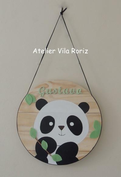 Porta Maternidade Placa Redonda Panda