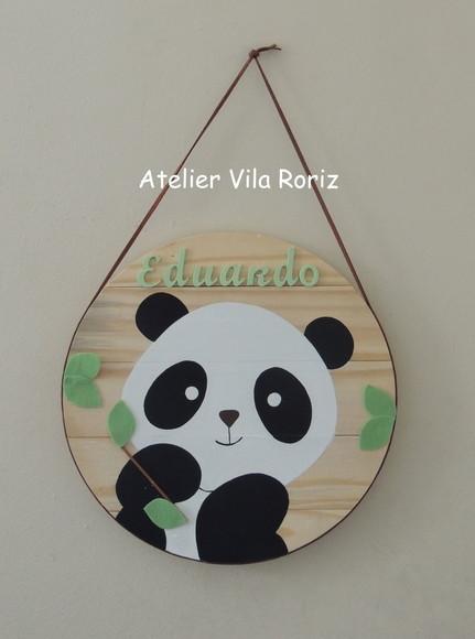 Porta Maternidade Placa Redonda Panda
