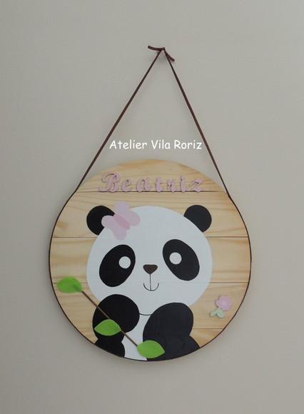 Porta Maternidade Placa Redonda Panda