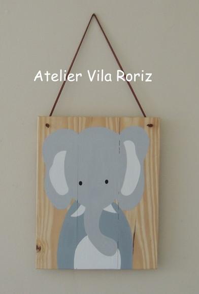 Placa Pinus Pintada à Mão Safári 20 x 30 cm (Vários Modelos)
