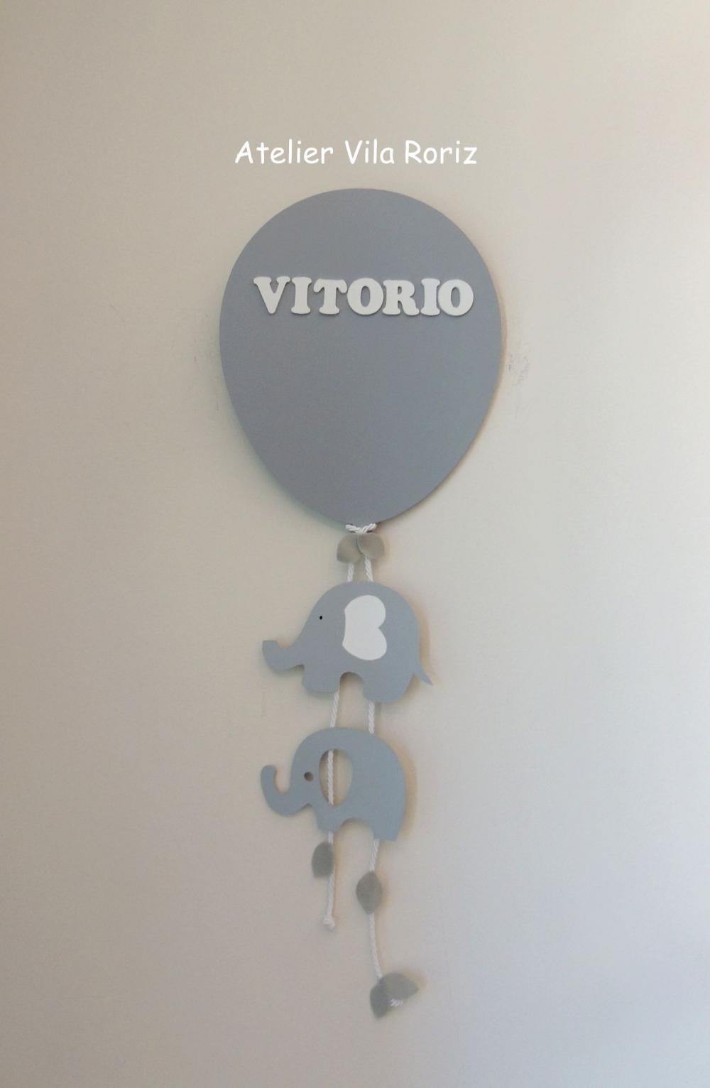 Porta Maternidade Balão Cinza Safári