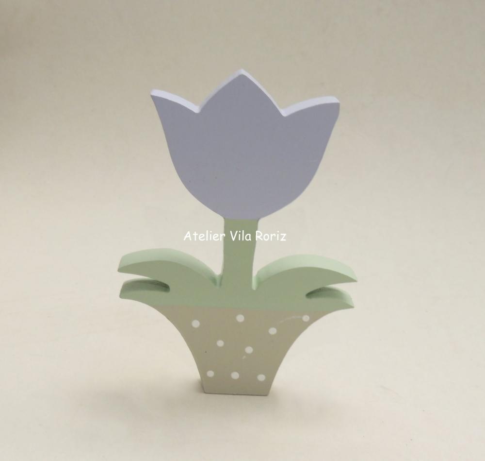 Adorno Madeira Tulipa Vaso (Valor Unitário)