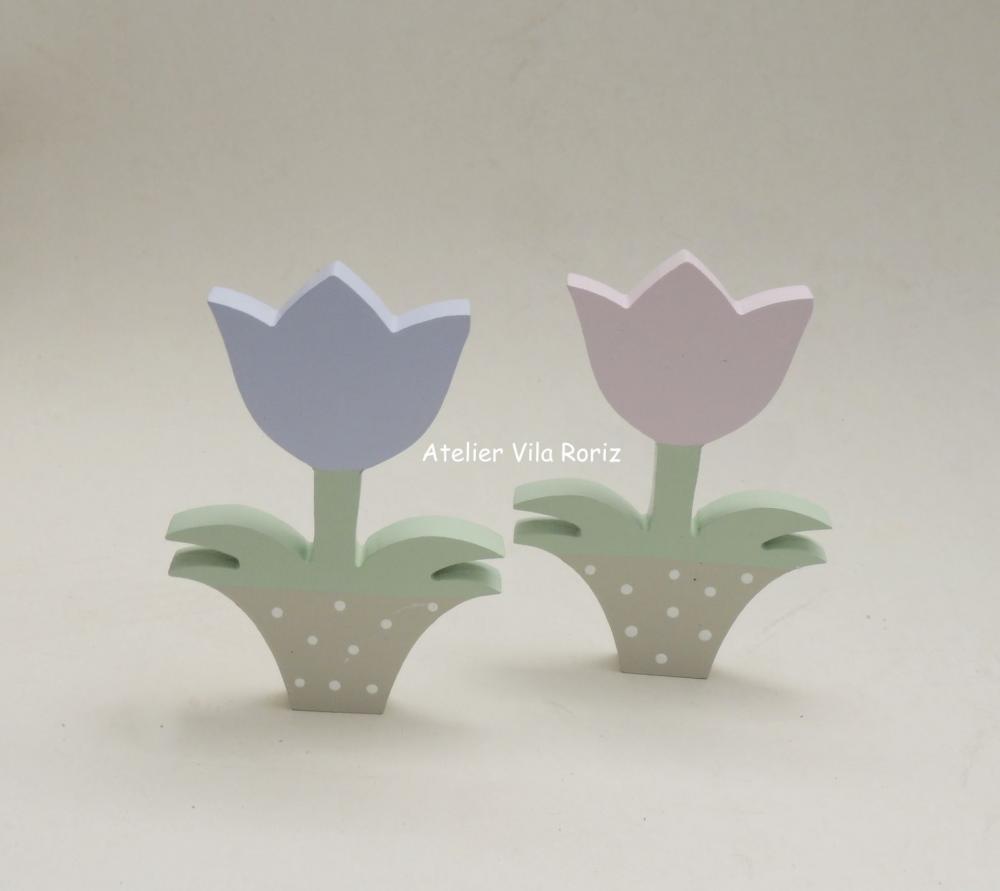 Adorno Madeira Tulipa Vaso (Valor Unitário)
