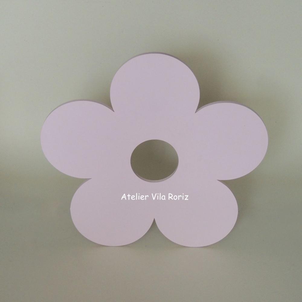 Adorno Madeira Flor Miolo Vazado Rosa