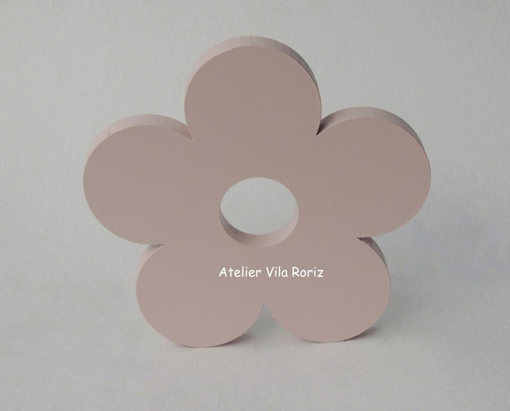 Adorno Madeira Flor Miolo Vazado Rosé