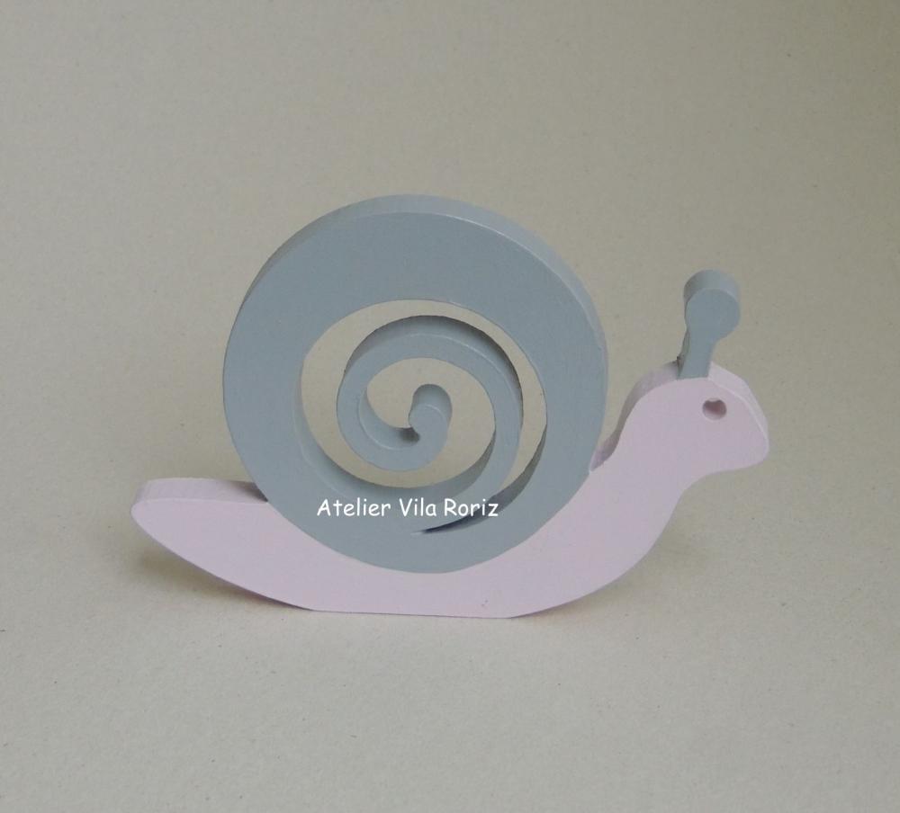 Adorno Madeira Caracol Rosa e Cinza