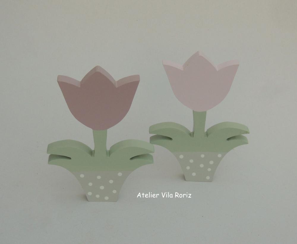 Kit Adorno 01 Casinha de Passarinho e 02 Tulipas