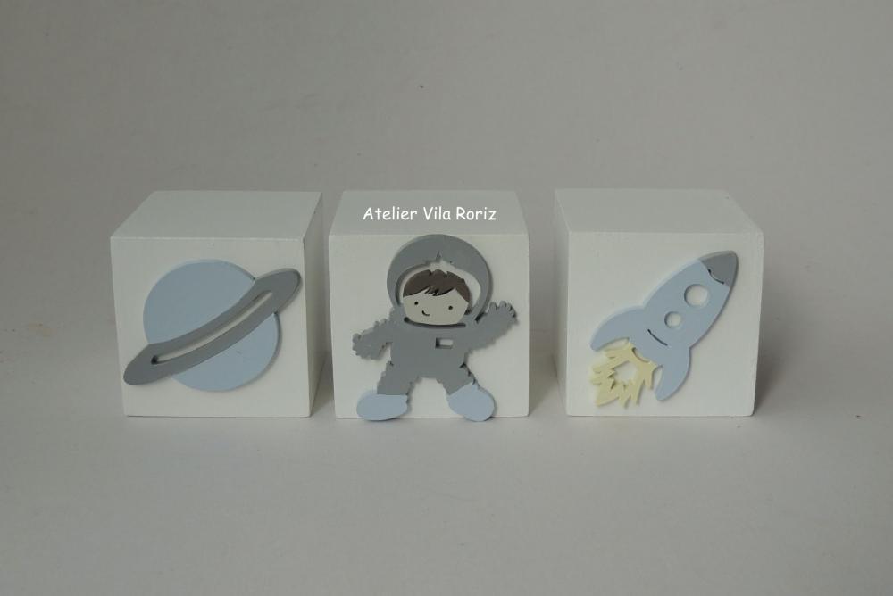 Adorno Trio Cubos Pintados Espaço