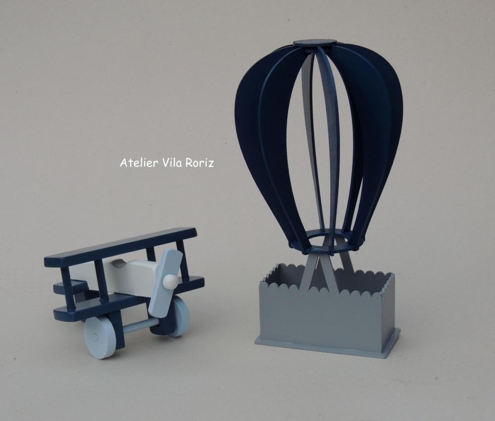 Kit Adornos: Balão e Avião 3d e Trio Cubos A