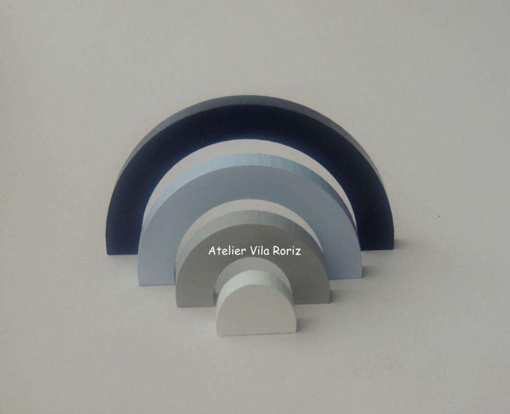 Kit Adornos: Arco-Íris, Letra Inicial 18 cm Marinho e Trio Cubos