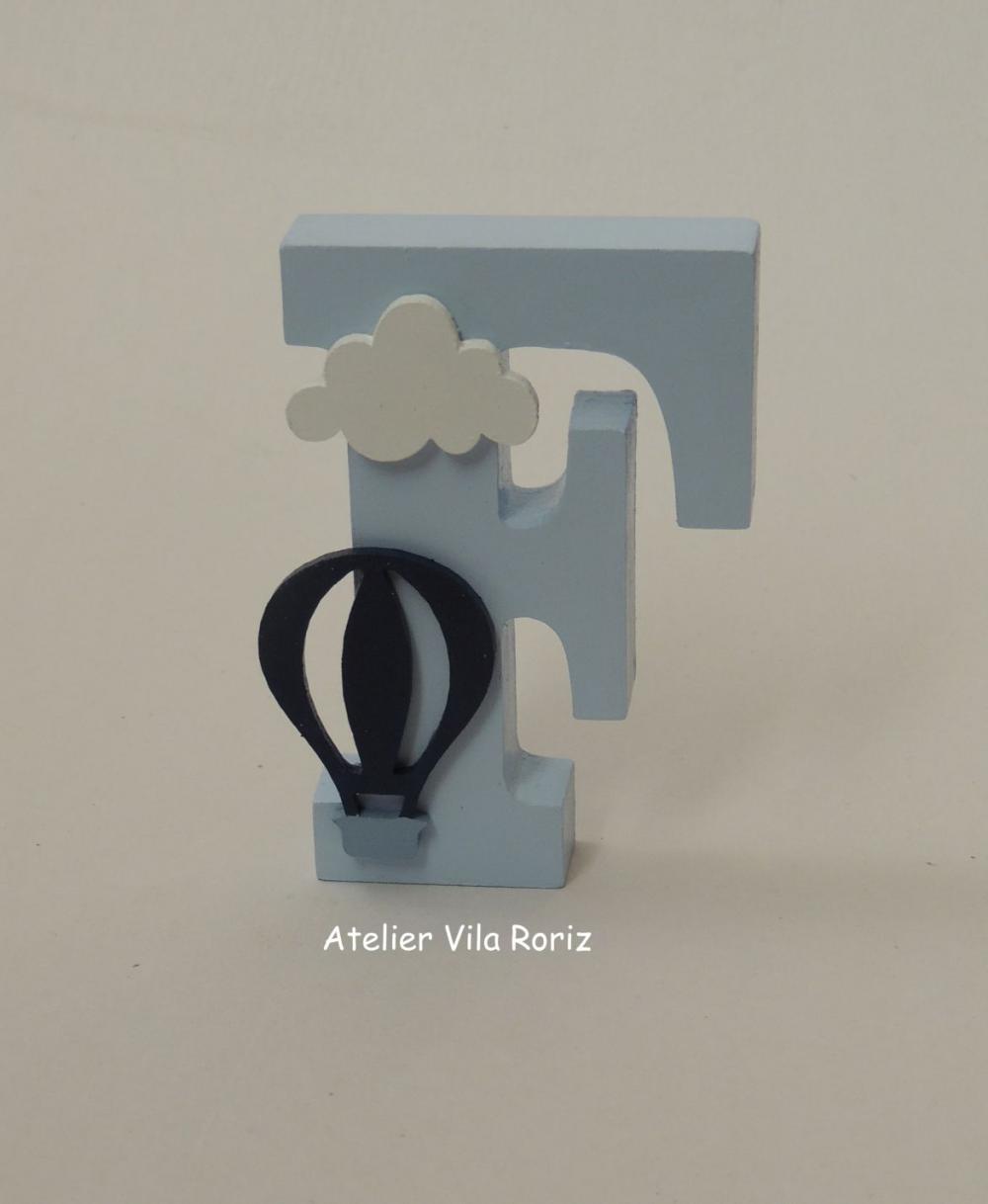 Kit Adornos: Letra Inicial 10 cm ,balão 3d e Nuvem Arcos A
