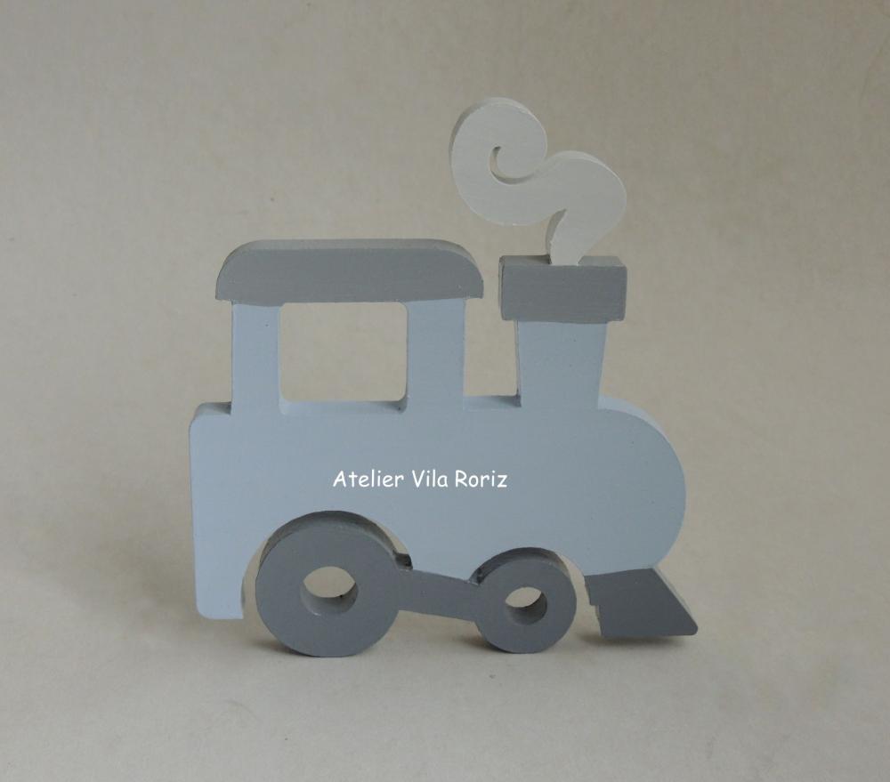 Adorno Madeira Trem com Fumaça