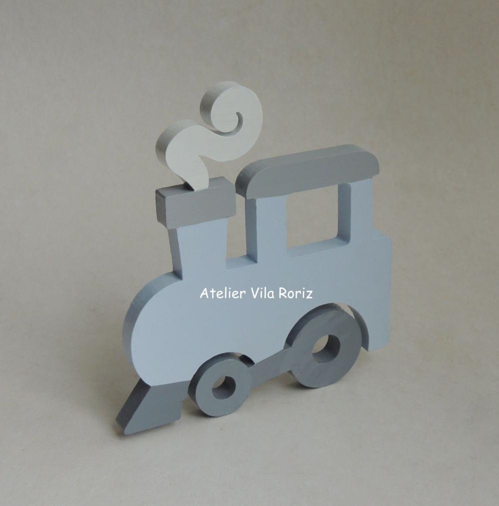 Adorno Madeira Trem com Fumaça