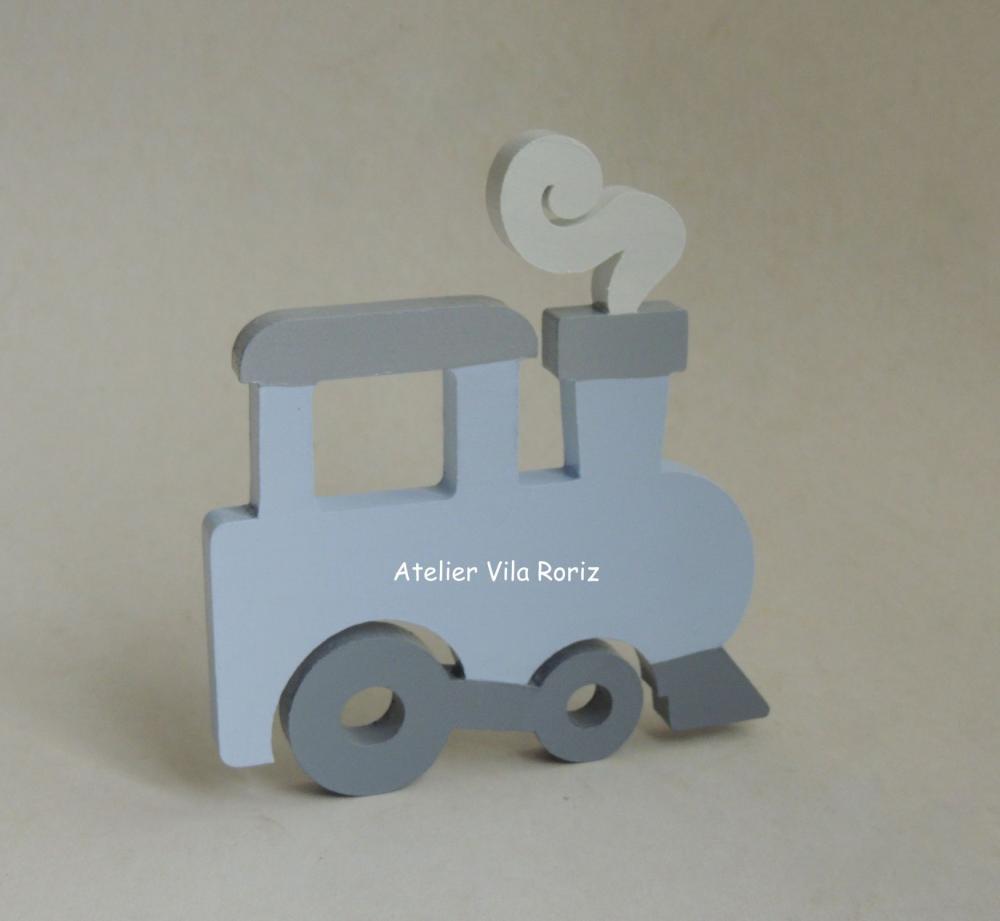 Adorno Madeira Trem com Fumaça