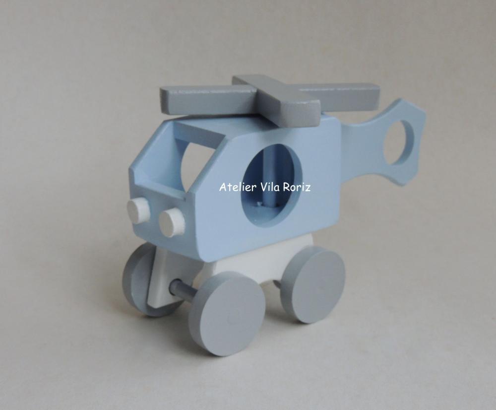 Adorno Helicóptero 3d Cinza, Branco e Azul!