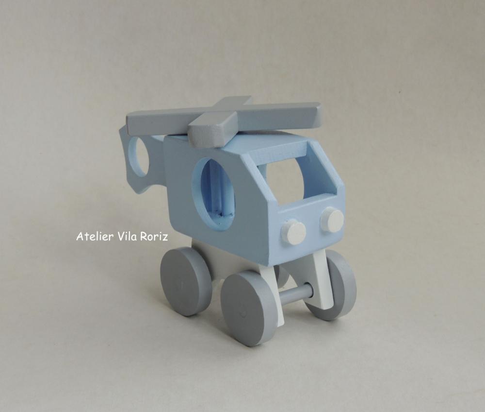 Adorno Helicóptero 3d Cinza, Branco e Azul!
