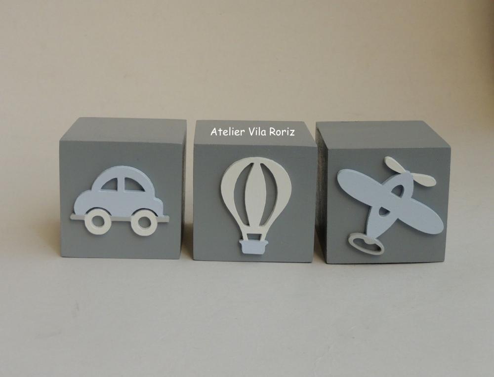 Adorno Trio Cubos Pintados Transportes
