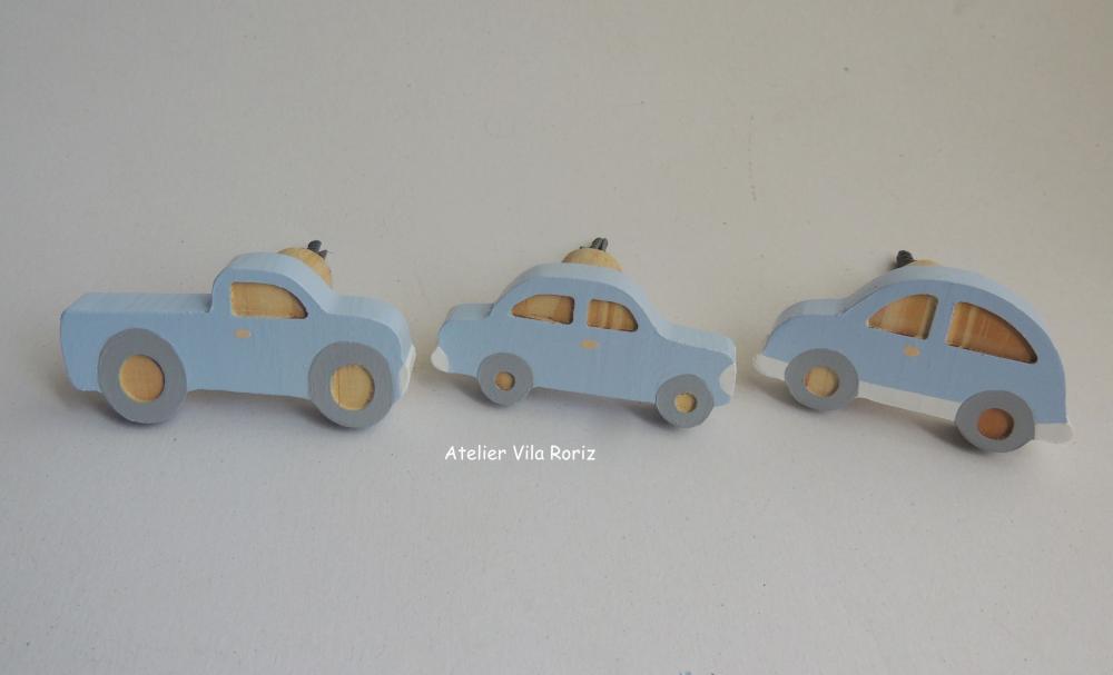 kit 3 Ganchos Cabideiros Transportes Azul