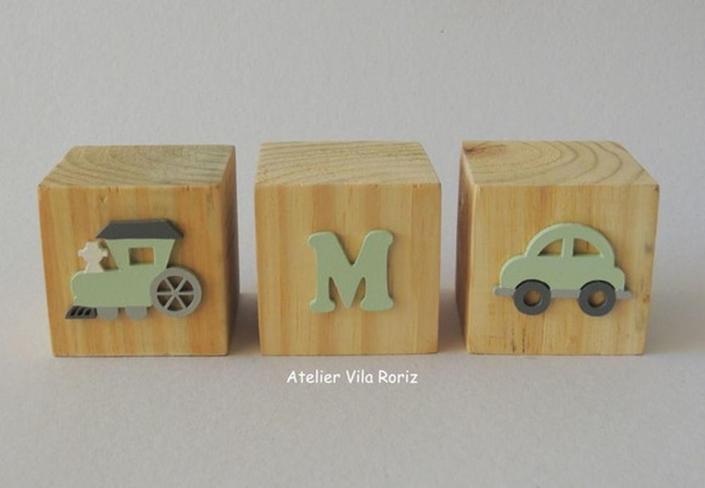 Adorno Trio Cubos Pinus Transportes Verde